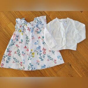Baby girls size 6 months dress and cardigan - spring dress - Easter dress